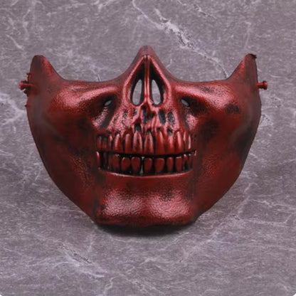 Red Skeleton Demon Mask Realistic Half Face Mask