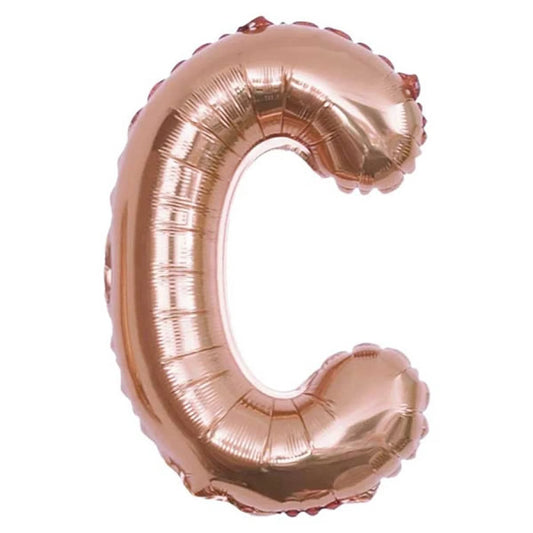 Rose Gold Foil Letter C Balloon 16 inch - Mylar Letter Balloon C Foil Balloon Rose Gold. Each Rose Gold 16″ C letter balloon ideal for names, phrases - perfect for any celebration from birthday parties, baby showers and weddings!