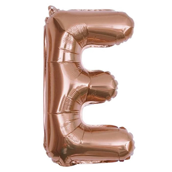 Rose Gold Foil Letter E Balloon 16 inch - Mylar Letter Balloon E Foil Balloon Rose Gold. Each Rose Gold 16″ E letter balloon ideal for names, phrases - perfect for any celebration from birthday parties, baby showers and weddings!