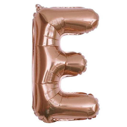 Rose Gold Foil Letter E Balloon 16 inch - Mylar Letter Balloon E Foil Balloon Rose Gold. Each Rose Gold 16″ E letter balloon ideal for names, phrases - perfect for any celebration from birthday parties, baby showers and weddings!
