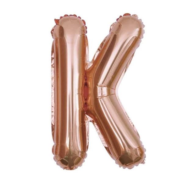 Rose Gold Foil Letter K Balloon 16 inch - Mylar Letter Balloon K Foil Balloon Rose Gold. Each Rose Gold 16″ K letter balloon ideal for names, phrases - perfect for any celebration from birthday parties, baby showers and weddings!