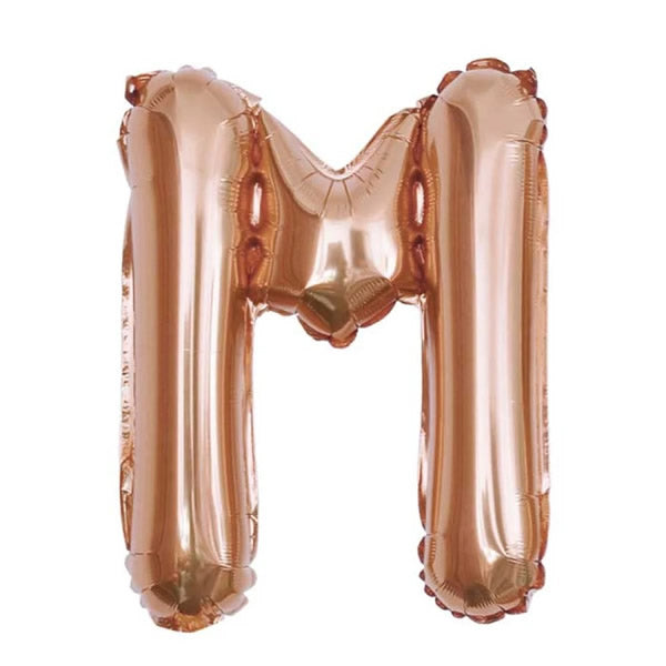 Rose Gold Foil Letter M Balloon 16 inch - Mylar Letter Balloon M Foil Balloon Rose Gold. Each Rose Gold 16″ M letter balloon ideal for names, phrases - perfect for any celebration from birthday parties, baby showers and weddings!