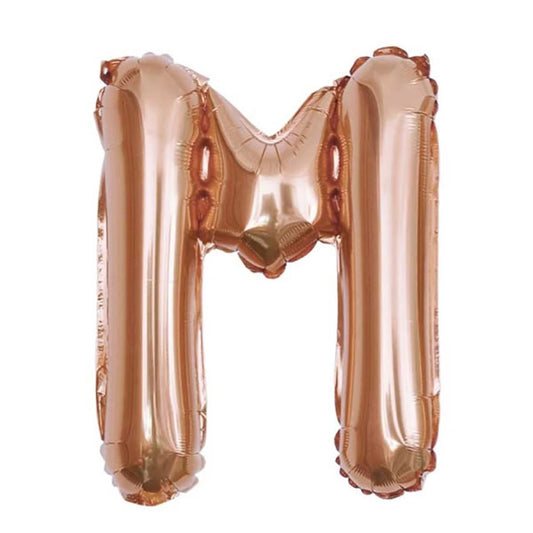Rose Gold Foil Letter M Balloon 16 inch - Mylar Letter Balloon M Foil Balloon Rose Gold. Each Rose Gold 16″ M letter balloon ideal for names, phrases - perfect for any celebration from birthday parties, baby showers and weddings!
