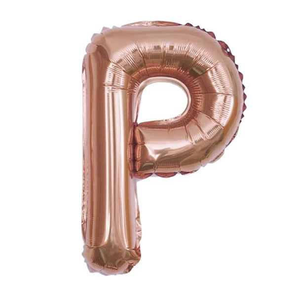 Rose Gold Foil Letter P Balloon 16 inch - Mylar Letter Balloon P Foil Balloon Rose Gold. Each Rose Gold 16″ P letter balloon ideal for names, phrases - perfect for any celebration from birthday parties, baby showers and weddings!