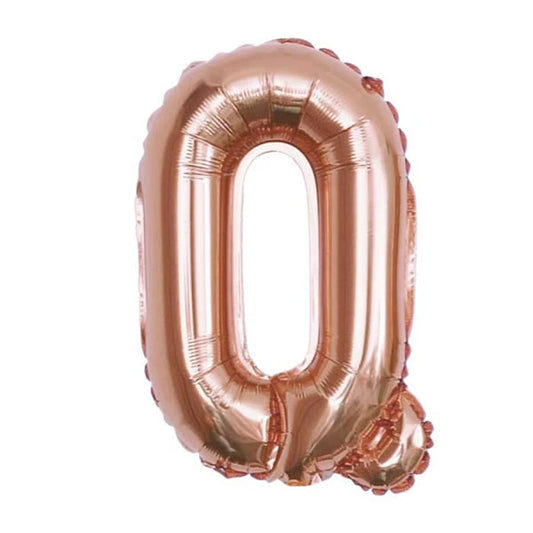 Rose Gold Foil Letter Q Balloon 16 inch - Mylar Letter Balloon Q Foil Balloon Rose Gold. Each Rose Gold 16″ Q letter balloon ideal for names, phrases - perfect for any celebration from birthday parties, baby showers and weddings!