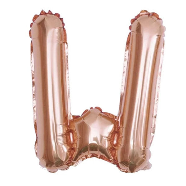 Rose Gold Foil Letter W Balloon 16 inch - Mylar Letter Balloon W Foil Balloon Rose Gold. Each Rose Gold 16″ W letter balloon ideal for names, phrases - perfect for any celebration from birthday parties, baby showers and weddings!