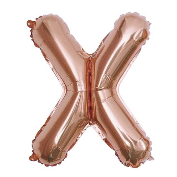 Rose Gold Foil Letter X Balloon 16 inch - Mylar Letter Balloon X Foil Balloon Rose Gold. Each Rose Gold 16″ X letter balloon ideal for names, phrases - perfect for any celebration from birthday parties, baby showers and weddings!