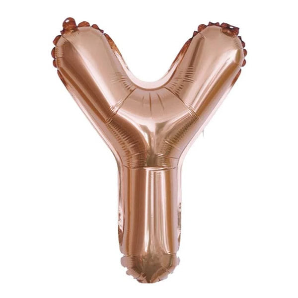 Rose Gold Foil Letter Y Balloon 16 inch - Mylar Letter Balloon Y Foil Balloon Rose Gold. Each Rose Gold 16″ Y letter balloon ideal for names, phrases - perfect for any celebration from birthday parties, baby showers and weddings!