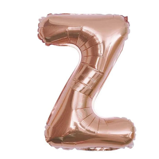 Rose Gold Foil Letter Z Balloon 16 inch - Mylar Letter Balloon Z Foil Balloon Rose Gold. Each Rose Gold 16″ Z letter balloon ideal for names, phrases - perfect for any celebration from birthday parties, baby showers and weddings!