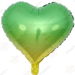 Gradient Green/Yellow Heart Foil Balloon