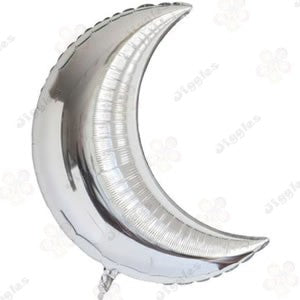 Crescent Moon Foil Balloon 30" Silver