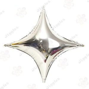 Silver 4 Point Star Foil Balloon