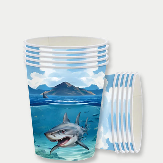 Shark Theme Paper Cups
