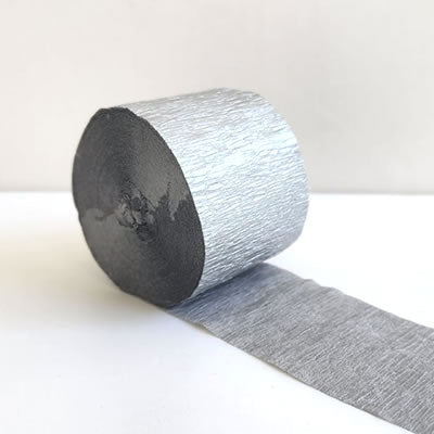 Silver Crepe Paper Streamer Roll