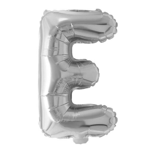 Silver Foil Letter E Balloon 16 inch - Mylar Letter Balloon E Foil Balloon Silver. Each Silver 16″ E letter balloon ideal for names, phrases - perfect for any celebration from birthday parties, baby showers and weddings!