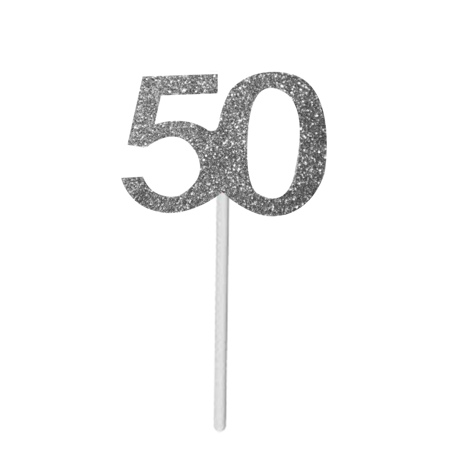 Number 50 Cup Cake Topper Silver