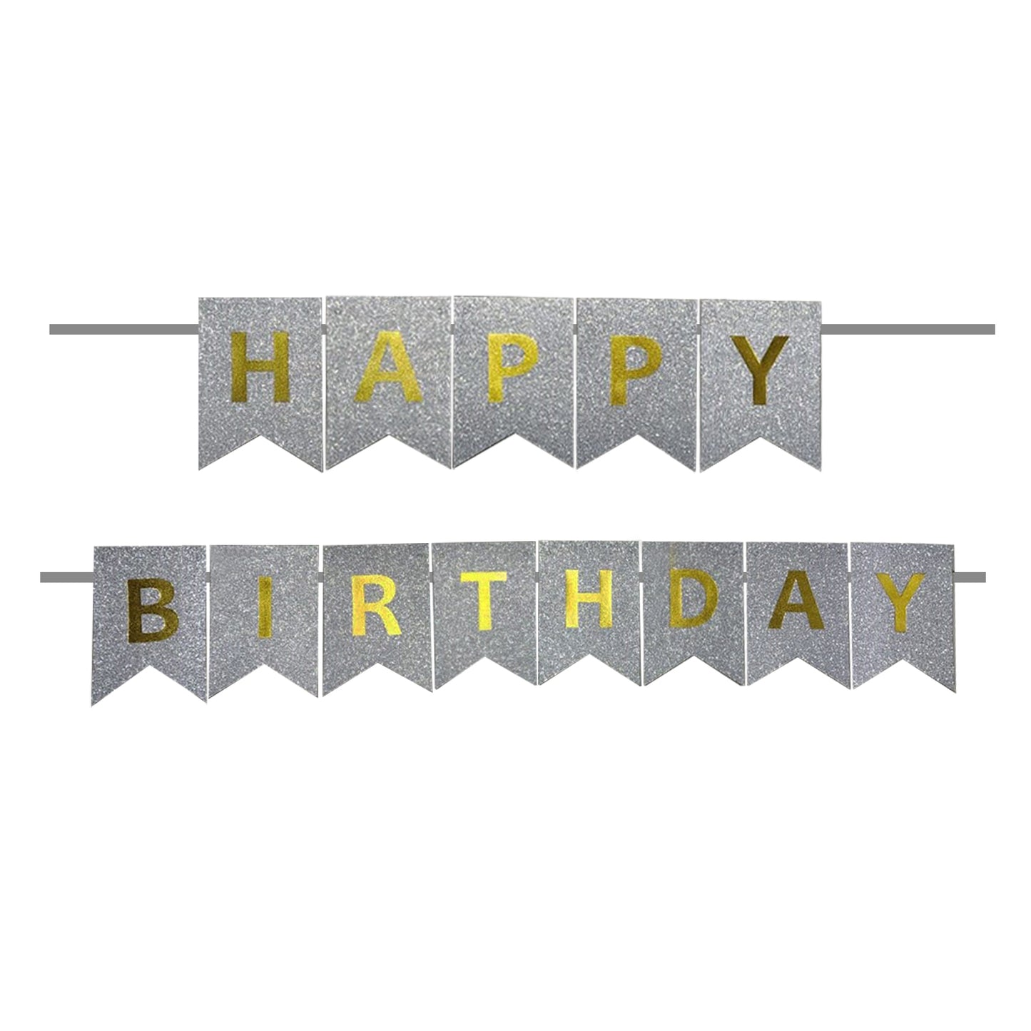 Glitter Silver Color Birthday Banner