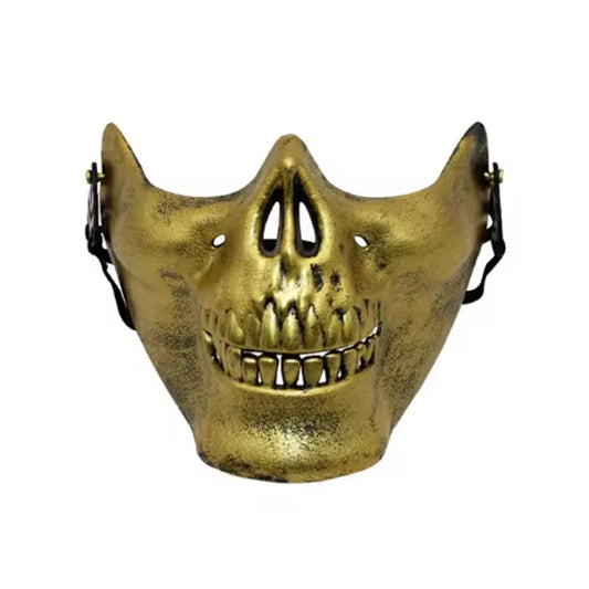 Gold Skeleton Demon Mask Realistic Half Face Mask