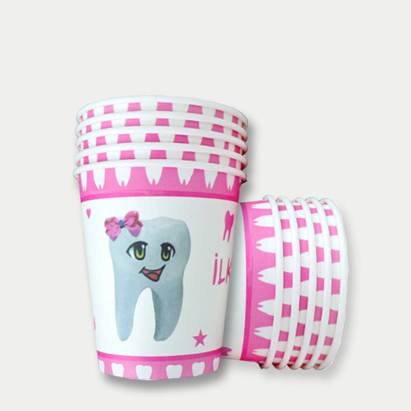 1st Tooth (Pink) Paper Cups