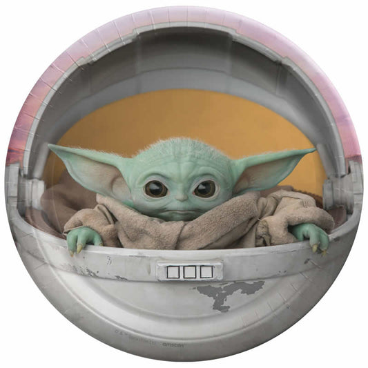 Disney Star Wars The Mandalorian Baby Yoda Round Paper Disposable Dessert Plates 7in