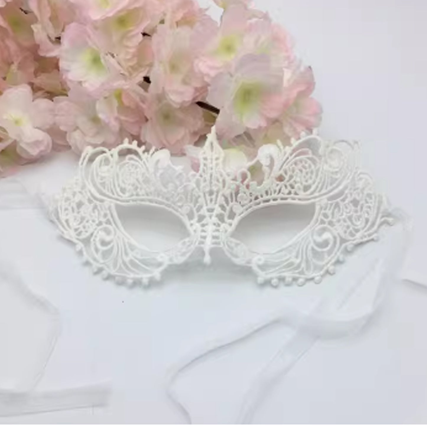 White Lace Masquerade Face Mask