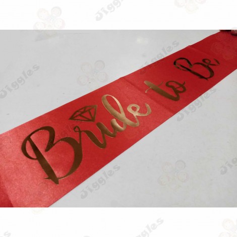 Bride to be Sash - Red with Rose Gold Text