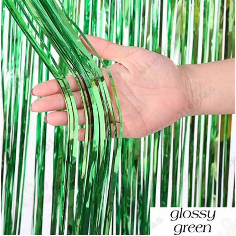 Glossy Green Foil Fringe Curtain 