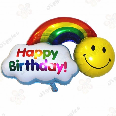 Happy Birthday with Rainbow Foil Balloon