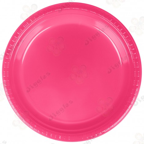 Hot Pink Plastic Plates Set