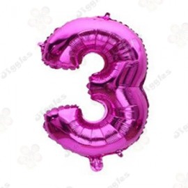 Foil Number Balloon 3 Hot Pink 32"