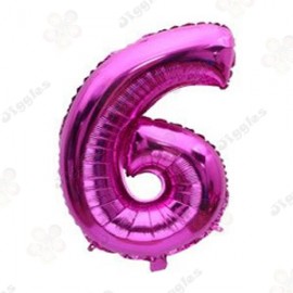 Foil Number Balloon 6 Hot Pink 32"