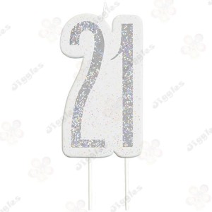 21st Silver Birthday Glitz Candle