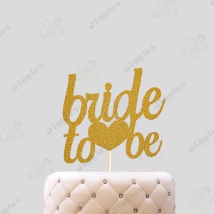Bride To Be Glitter Cake Topper Gold Small