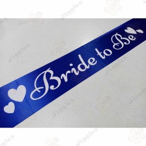 Bride to be Sash - Blue with White Text