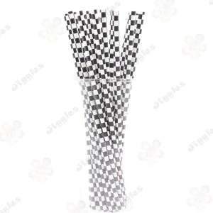 Chequered Flag Paper Straws
