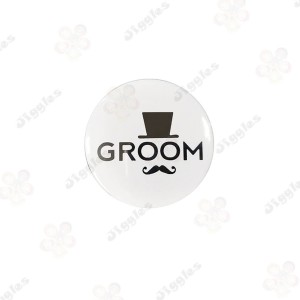 Groom Badge White