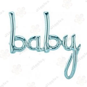 Baby Script Foil Balloon Blue