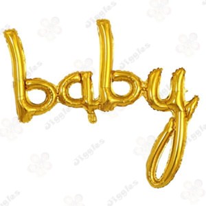 Baby Script Foil Balloon Gold