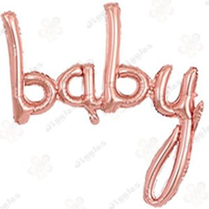 Baby Script Foil Balloon Rose Gold