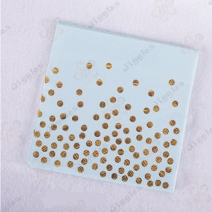 Gold Foil Dots Design Blue Napkins